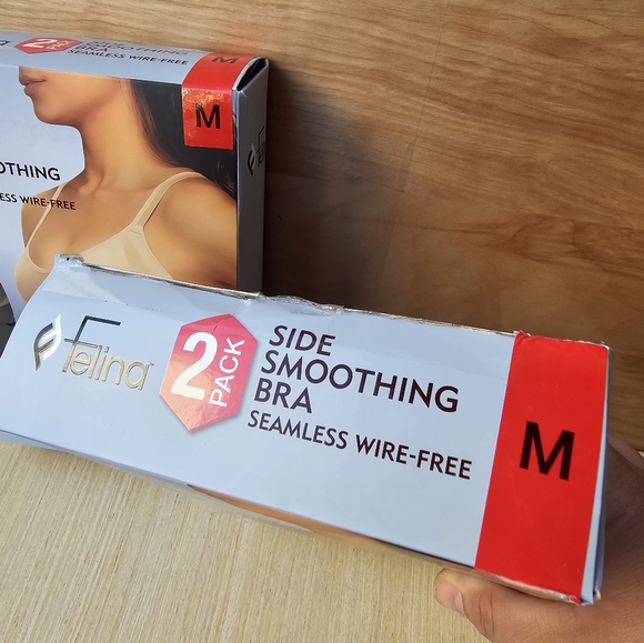 Felina Ladie's Side Smoothing Seamless Wire-Free Adjustable Bra Nude/Black - Picture 14 of 15